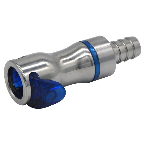 Quick connector CPC-LQ4 coupling on 10.5 mm (ID) - brass, shut-off, blue